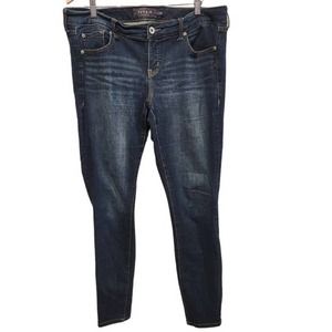 Torrid Womens Mid Rise Dark Wash Skinny Jeans Size 12 Tall Plus Size Stretch